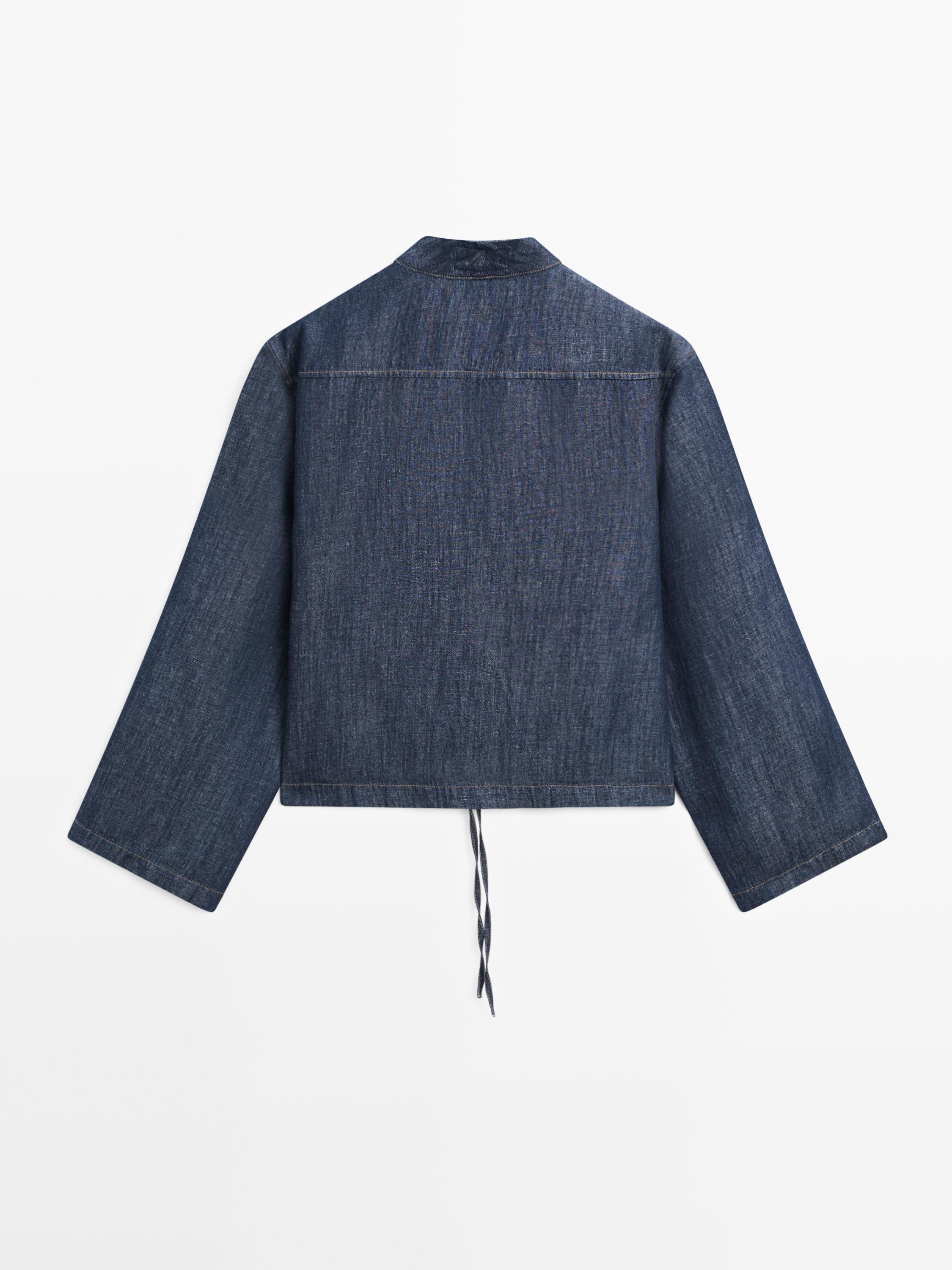 Total look linen blend denim shirt